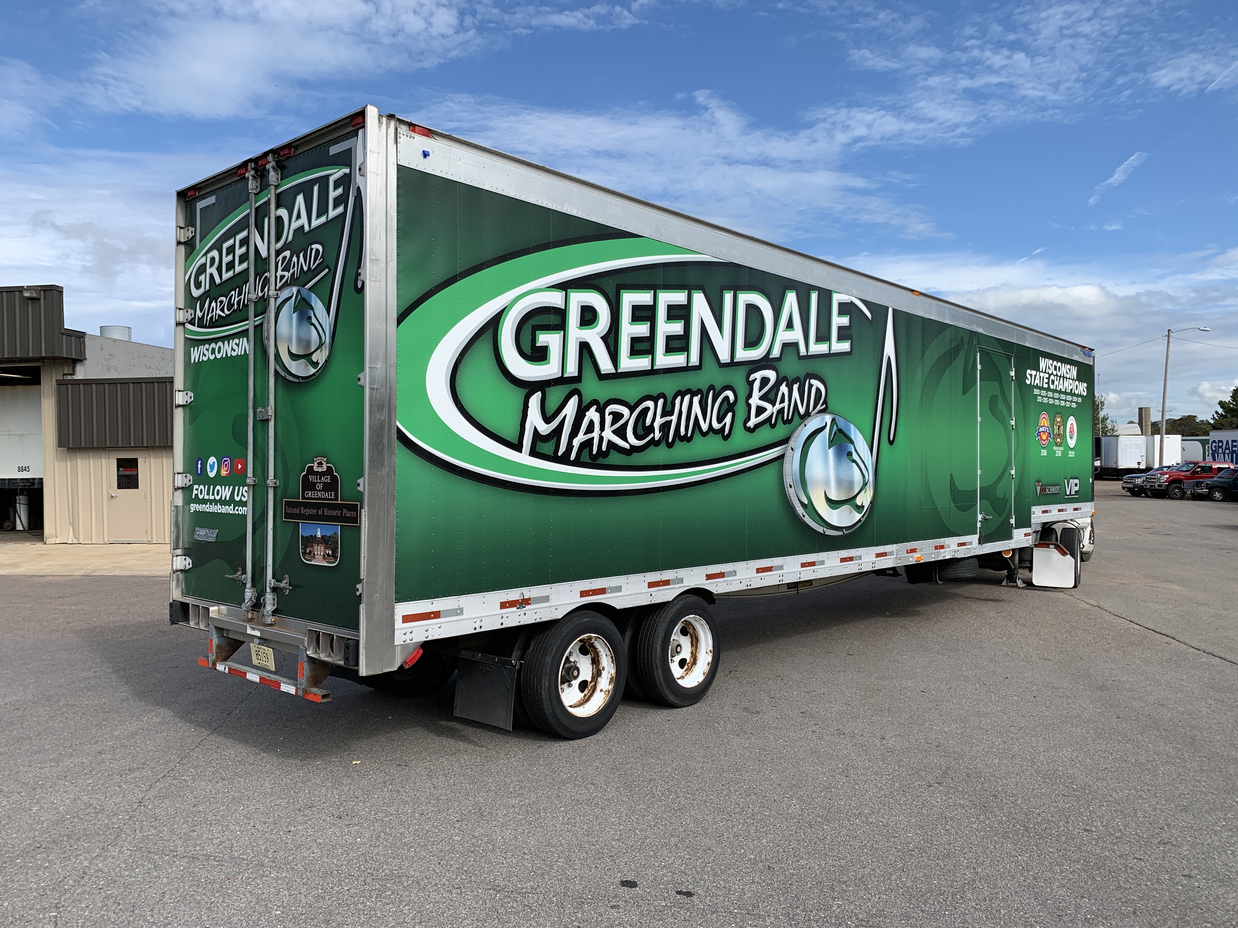 Greendale Marching Band trailer vinyl wrap